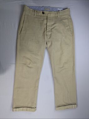 GUSTIN #16 USA KHAKI SELVEDGE CHINO Japanese Twill Pants Mens 36 Straight Washed